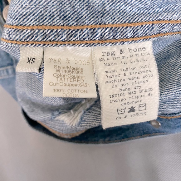 EUC Rag & Bone Distressed Jean Vest, Size XS - Picture 7 of 13